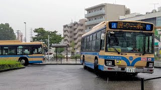 都筑ふれあいの丘駅前ロータリー　横浜市営バス　到着　朝のラッシュ時間