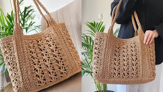 🎉 Easy Crochet Lotus Tote Bag Tutorial | Step-by-Step Guide for Beginners