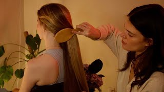 ASMR | Hair Play, Brushing, Back Scratching, \u0026 Braiding On Valerie (Whisper, Real Person ASMR)