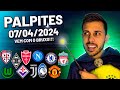 PALPITES DE FUTEBOL DO DIA 07 04 2024 + BILHETE PRONTO