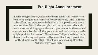 Pre-flight Announcement : Airline Announcements