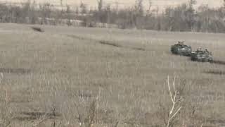 Ukraine - 23.01.2023. AFU M113 Got Stuck In The Mud. Another APC Rammed And Pushed It Out Of The Mud