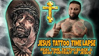 JESUS TATTOO TIME LAPSE | REAL TIME TATTOO COLOR PORTRAIT OF JESUS ||