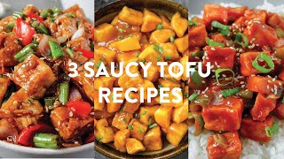 3 SAUCY TOFU RECIPES | Easy Vegan Orange, Ginger Sesame, Sweet & Spicy Tofu + HOW TO COOK TOFU