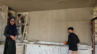 Plastering project begins: Grandma's house becomes beautiful