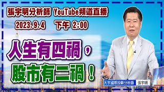 2023.9.4 張宇明台股解盤  人生有四禍，股市有二禍！【#張宇明分析師】