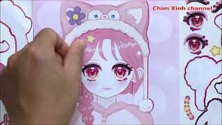 Sổ hình dán búp bê manga nhật bản - Sticker book, sticker doll, sticker make up (Chim Xinh channel)