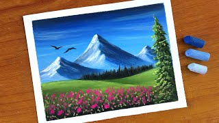 Easy Oil Pastel Mountain Landscape Painting for beginners | Oil Pastel Drawing