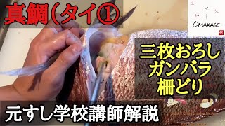 How to filet Red-snapper into 3 pieces, remove abdominal bones.