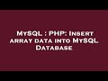 MySQL : PHP: Insert array data into MySQL Database