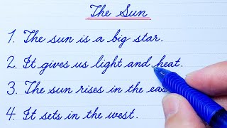 Cursive Writing Practice | 10 Lines on The Sun | Cursive Handwriting Practice | Cursive Writing