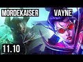 MORDEKAISER vs VAYNE (TOP) | 1.7M mastery, 6 solo kills, 300+ games | BR Master | v11.10