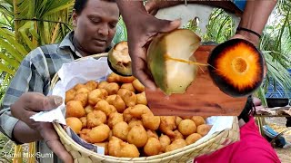 How to make panangai paniyaram (Palmyrah fruit pie) | panangai recipe in tamil  | Village Cooking