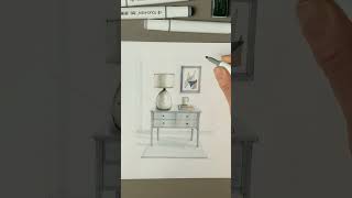 MARKER RENDERING INTERIOR DESIGN - One Point Perspective Sketch | #shorts