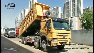 HOWO tipper truck 371hp 420hp sinotruck 12 wheel dump truck lifting testing