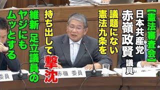 【憲法審査会】共産・赤嶺議員、議題にない9条の質問をするも「総理の改憲発言、問題なし」とされて、負け惜しみ〜維新・足立議員のヤジにもムッ 2017/06/01 衆議院憲法審査会