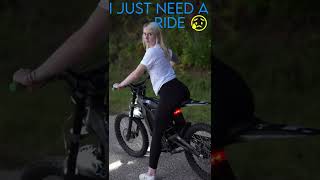 Girl says "No" to Hitchhiker on a Sur Ron e-bike