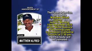 Matthew Alfred ~ Short Obituary