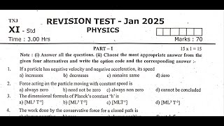 11th Physics First Revision Question Paper 2025 English Medium