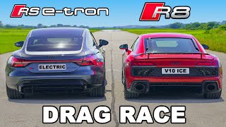 Audi R8 v RS e-tron GT: DRAG RACE