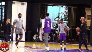 LeBron James vs Anthony Davis 3 Point Shooting Battle. Lakers Practice HoopJab NBA