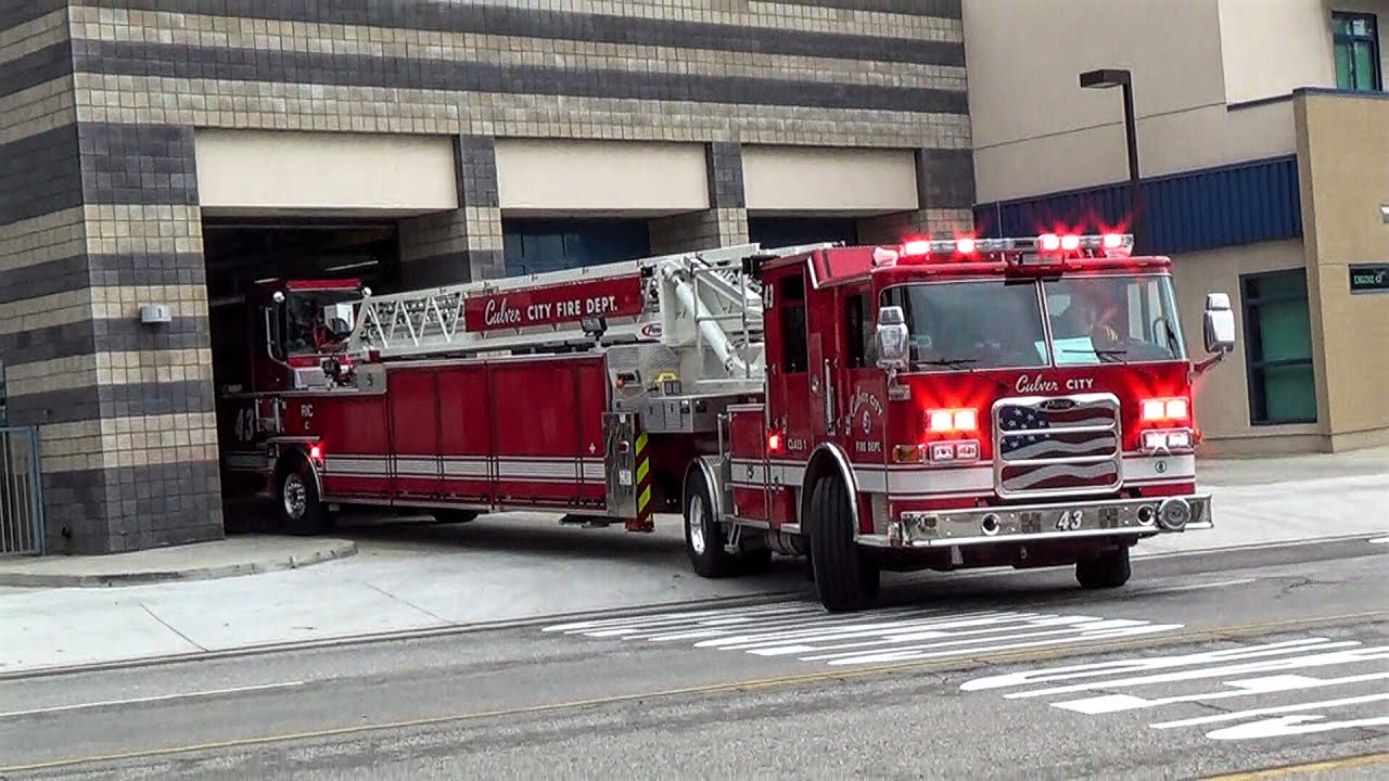 Culver City Fire Dept. Engine 43, Truck 43 & Rescue 43 - YouTube