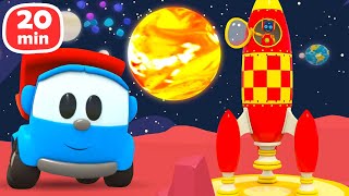 Sing with Leo! Leo the Truck sings a song about planets, and the robots play with toy planets.