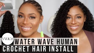 PERFECT HUMAN HAIR CROCHET INSTALL WITH YWIGS WATER WAVE( NO LEAVE OUT \u0026 EASY CROCHET)| LIA LAVON