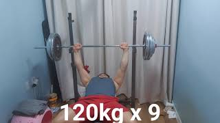 벤치프레스 120kg x 9 도전