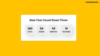Simple Countdown Timer Tutorial using JS 🔥 | New Year Countdown Timer with Javascript - Codingscape