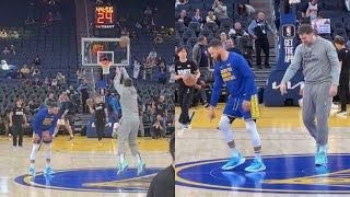 Steph Curry and Luka Doncic half court shooting contest before the game 😂