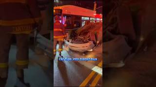 Car flips into transit bus ....🙏🙏🙏#ATU #atunyc #nyc #safety #union #unity #highlight