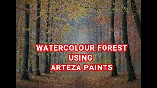 Watercolour Forest painting Using Arteza Watercolour \u0026 Gouache + Review