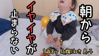 【モーニングルーティン】大寝坊した専業主婦と1歳8ヶ月爆泣き息子の朝の様子