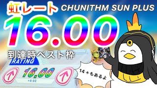 【CHUNITHM】一般音ゲーマーの虹レート(16.00)到達時ベスト枠