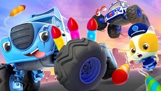 Police Car & Kitten Policeman | Monster Truck , Fire Truck | Cars for Kids | Kids Songs | BabyBus
