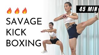 FREE  | 45 MIN SAVAGE KICK-BOXING CARDIO 免費直播運動課程 - 踢拳有氧 100%爆汗 燃脂+增肌+消除壓力 | Day 15 莎夏 Move With Sa