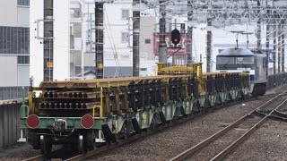 【フルHD】8090レチキ5400,5450,5500  越中島向け150m長尺レール輸送列車第一便　EF210-149　静岡駅　オマケ：試運転時の西浜松以東初入線の動画