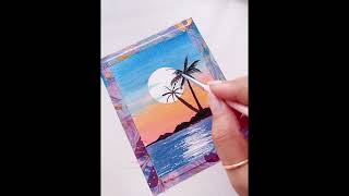 Easy Watercolor Painting Tutorial || sunset scenery painting #art #painting