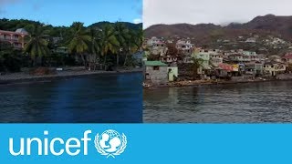 Before \u0026 after: Devastating drone footage of hurricane hit Dominica | UNICEF