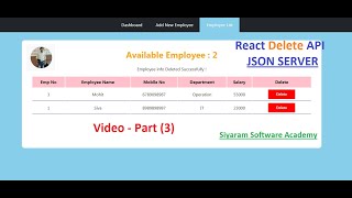 Delete Data Using json server API in React , React JSON Server Delete API
