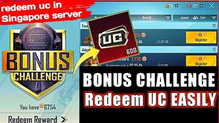 Redeem UC in bonus challenge🔥 bonus challenge in pubg mobile