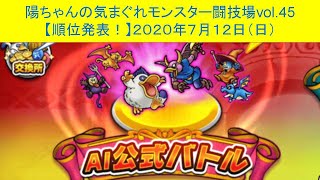 【順位発表！】【ファイナルカップ】【どこパレ(ドラゴンクエスト(ドラクエ)どこでもモンスターパレード)】陽ちゃんの気まぐれモンスター闘技場vol .45(2020.7.12(日))