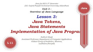 Java Theory Part 11 : Java Tokens,Java Statements,Implementation of Java Program