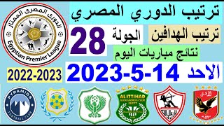 ترتيب الدوري المصري وترتيب الهدافين ونتائج مباريات اليوم الاحد 14-5-2023 الجولة 28