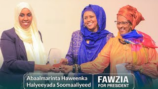 Murashax Madaxweyne Fowsiyo Yuusuf Xaaji Aadan waxaa heshay Abaalmarinno Caalami ah