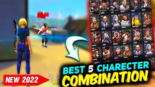 Best 5 Charecter Combination In Free Fire 🔥 | Top 5 Charecters In Free Fire In Gold | 2022