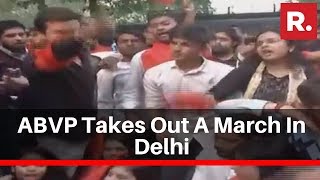 ABVP Takes Out A March In Delhi; Protests Against JNU Fee Hike