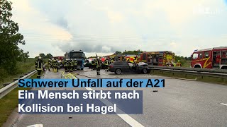 Unfall: Ein Mensch stirbt nach Kollision bei Hagel auf der A21