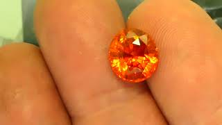 Available – 4.73 cts – Glowing Vivid Top Gem Color Mandarin Garnet!